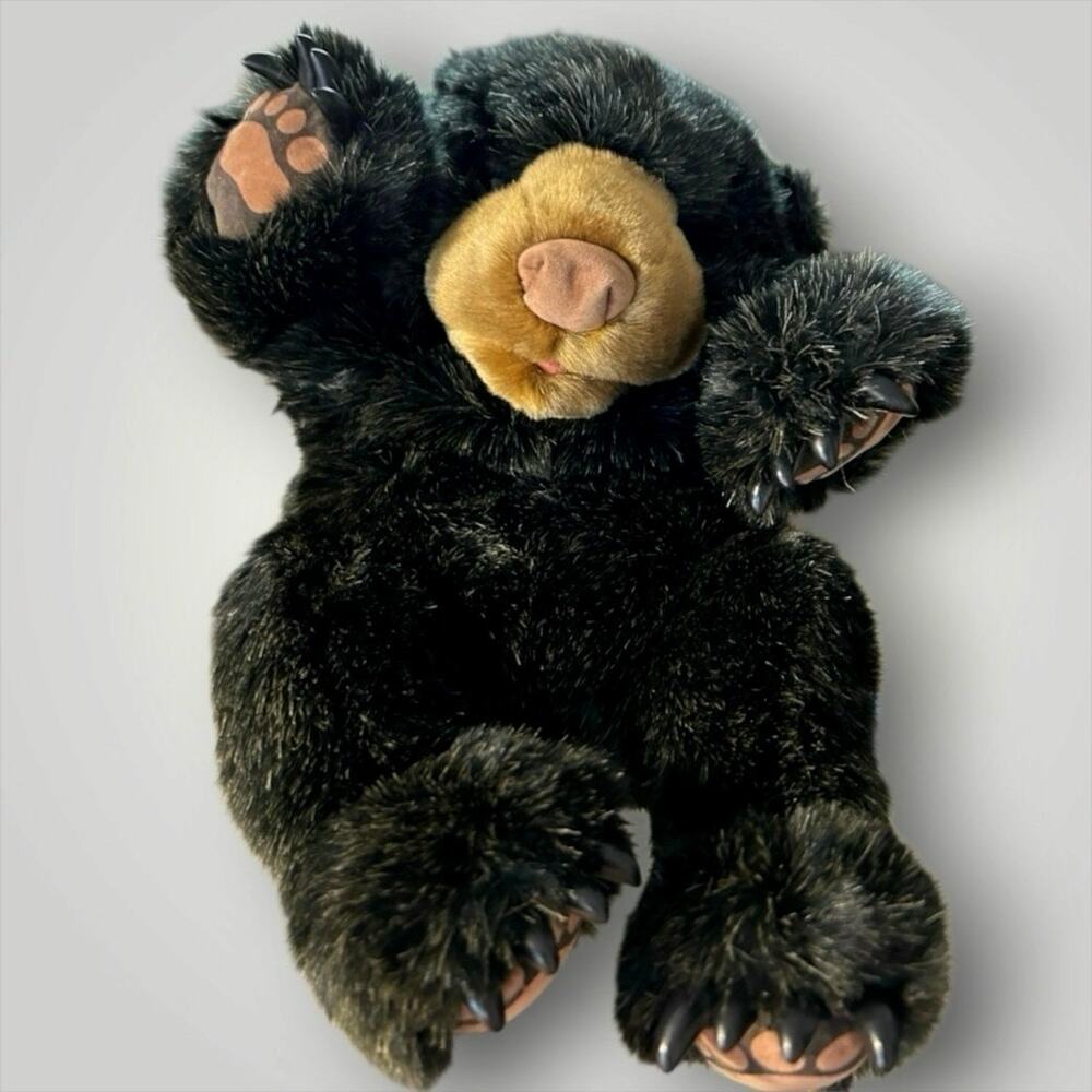 Folkmanis Black Bear Cub Puppet 1Mouth Opens Sitting Dark Black Fur Sitting
